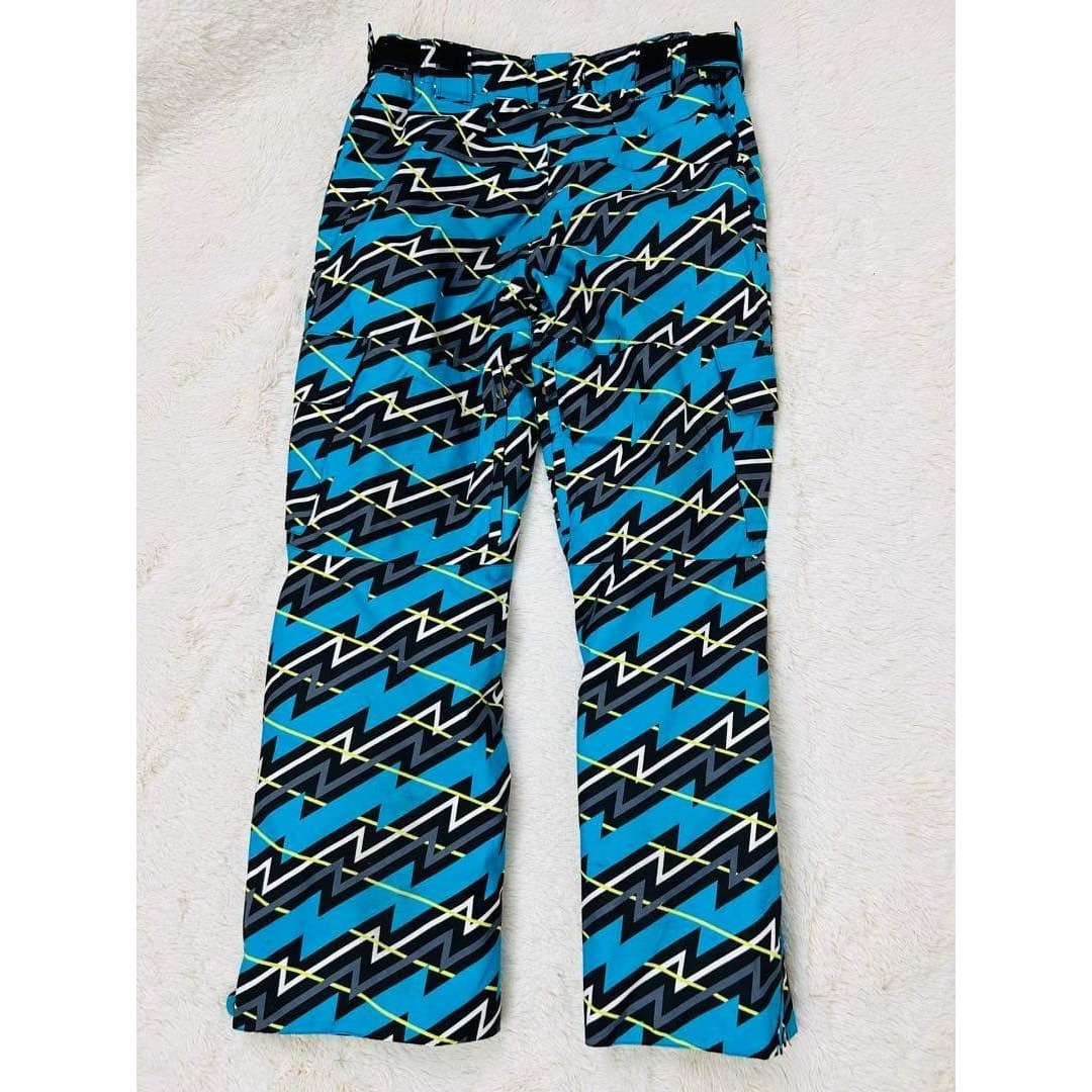 GOLDWIN スキーパンツ L 幾何学柄 ブルー×ブラック スキー スノボ