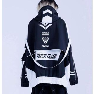 REFLEM - REFLEM レフレム ラインストーン 十字架 クロス パーカー 黒