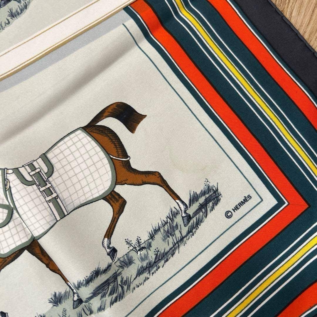 HERMES - HERMESエルメス カレ90 馬着 シルクスカーフ グレージュ