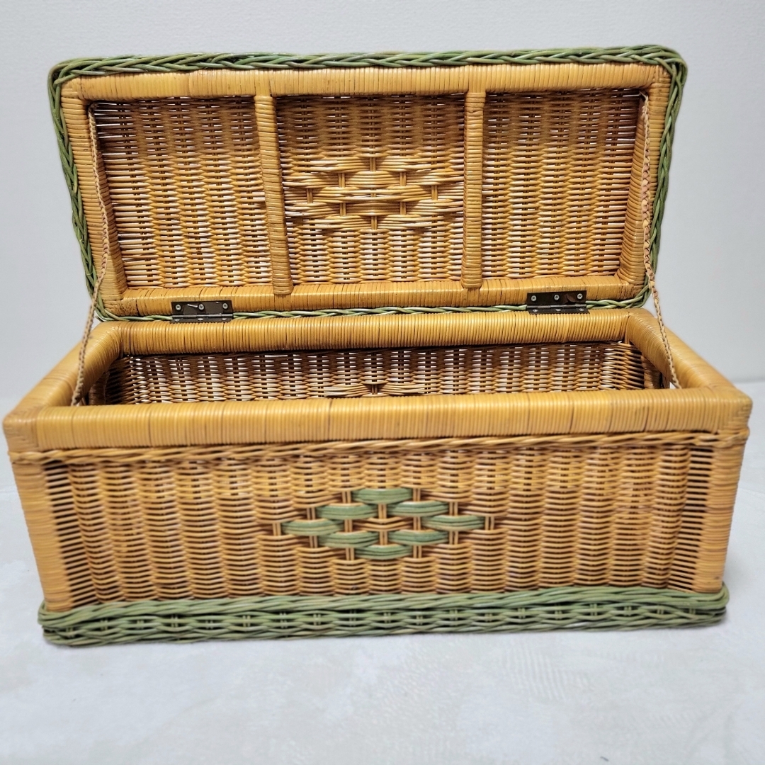 ラタン 収納ボックス 籐家具 昭和レトロ ヴィンテージ アンティークの