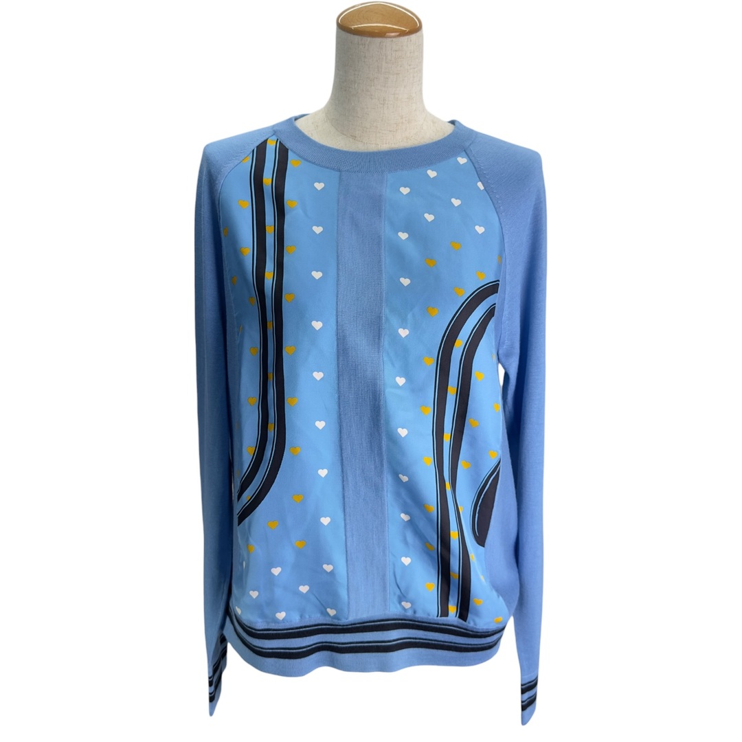 HERMES - エルメス HERMES ツイルレーヌ切替ニットセーター ブルー