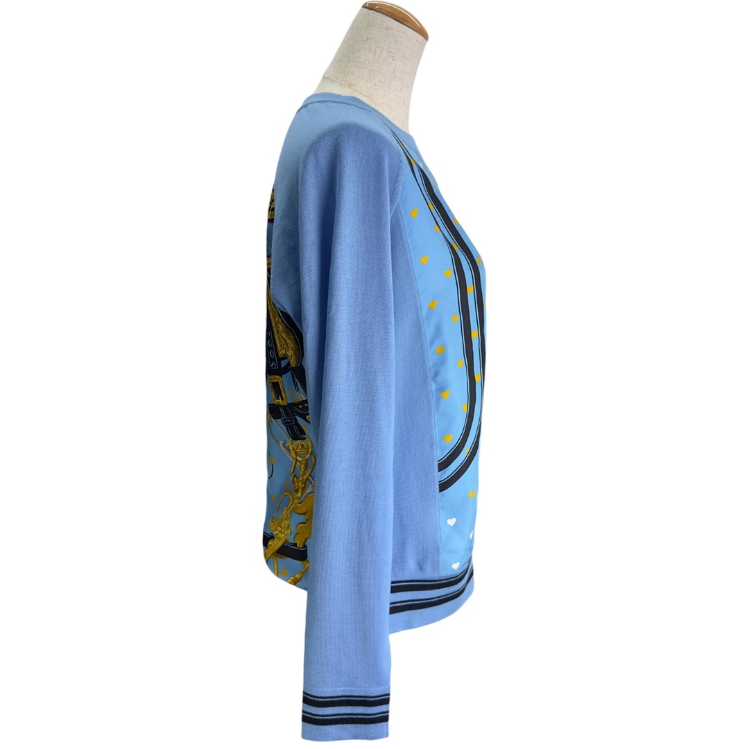 HERMES - エルメス HERMES ツイルレーヌ切替ニットセーター ブルー