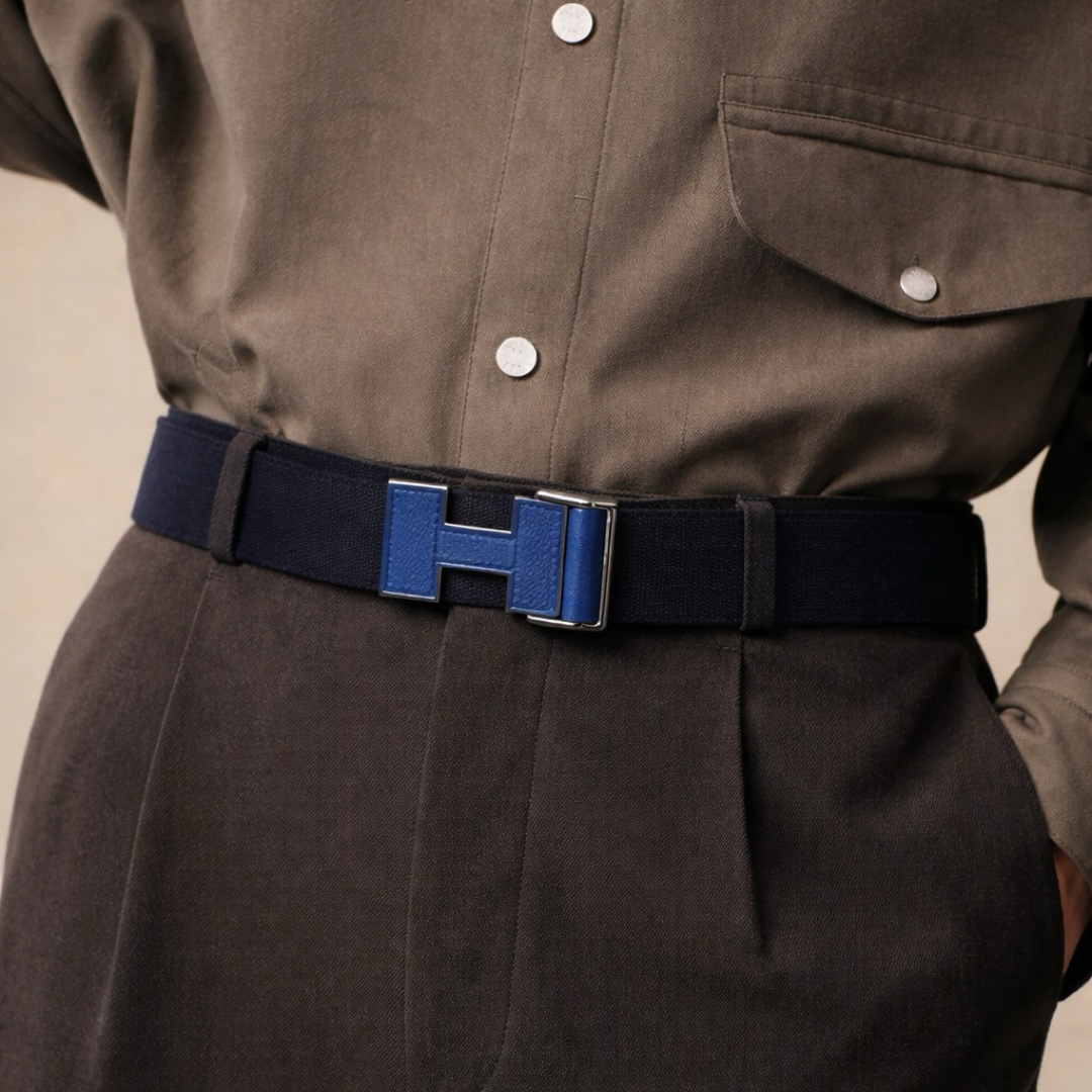 HERMES - HERMESエルメス ノマド40 キャンバス×レザー ベルト ブラック