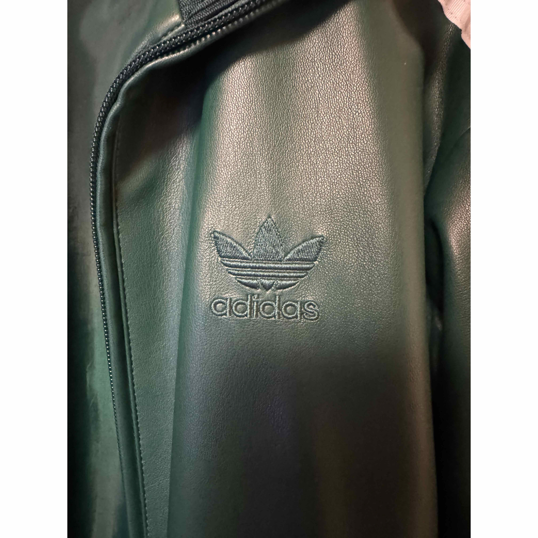 希少・Sサイズ】adidas フェイクレザージャケット カレッジグリーン