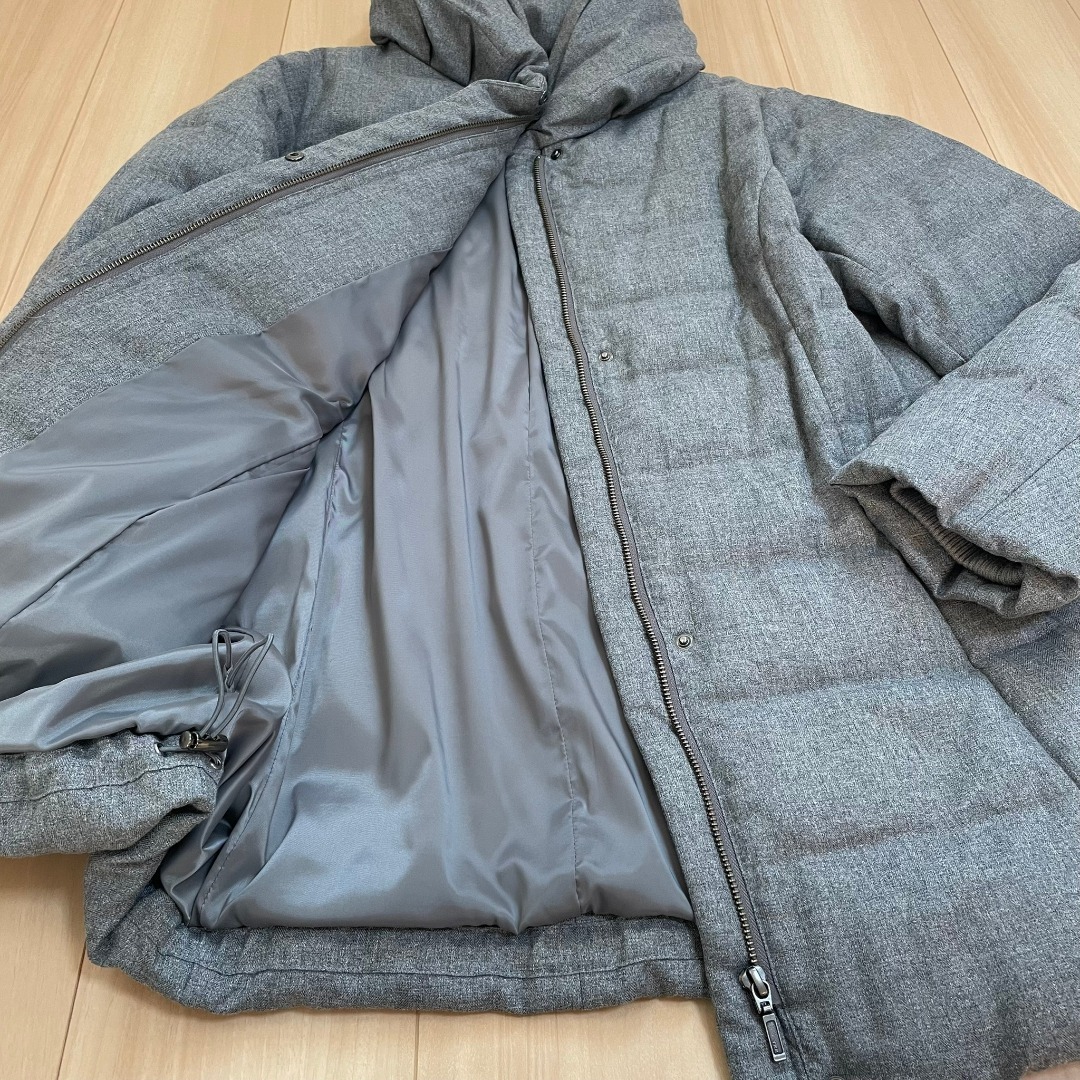 TRANS WORK - トランスワーク グレー ダウンコート 46 大きいサイズ 美