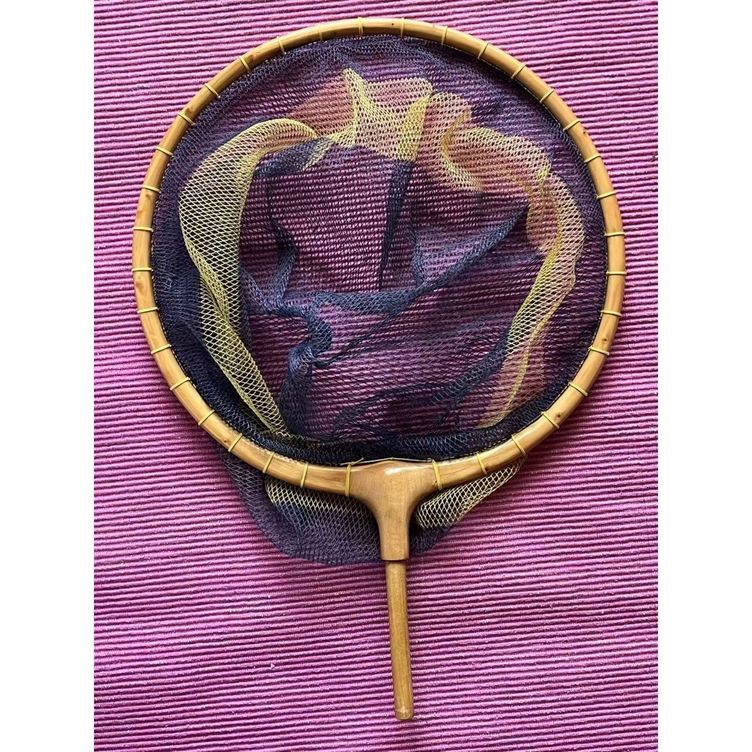 ヘラブナ釣りたも網 玉の柄と竿掛け(竹) ヘラブナ釣りたも網 玉の柄