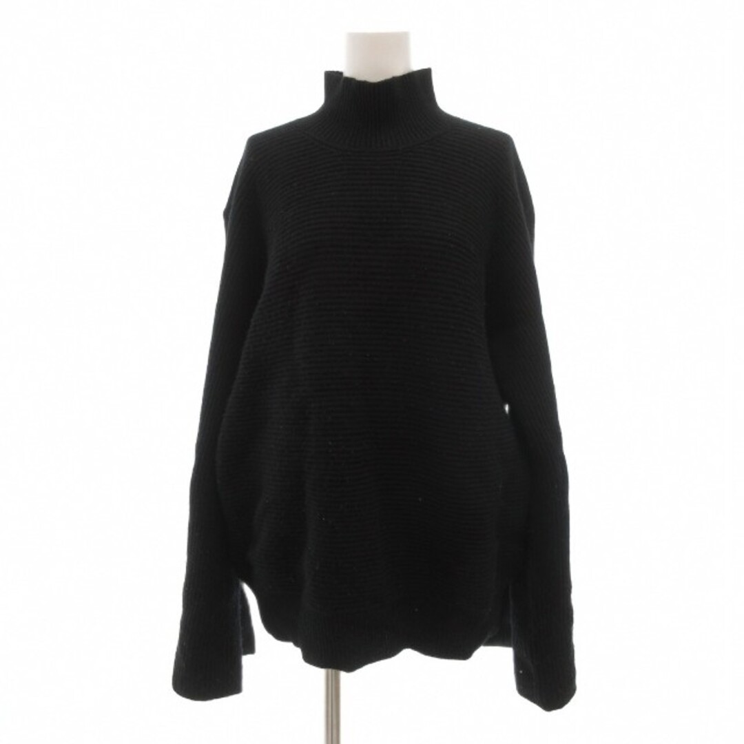 Drawer - ドゥロワー Drawer 畦編み ハイネック ニット カシミヤ混 黒