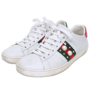 GUCCI - グッチ ライトンロゴレザースニーカー ホワイト レディース 34