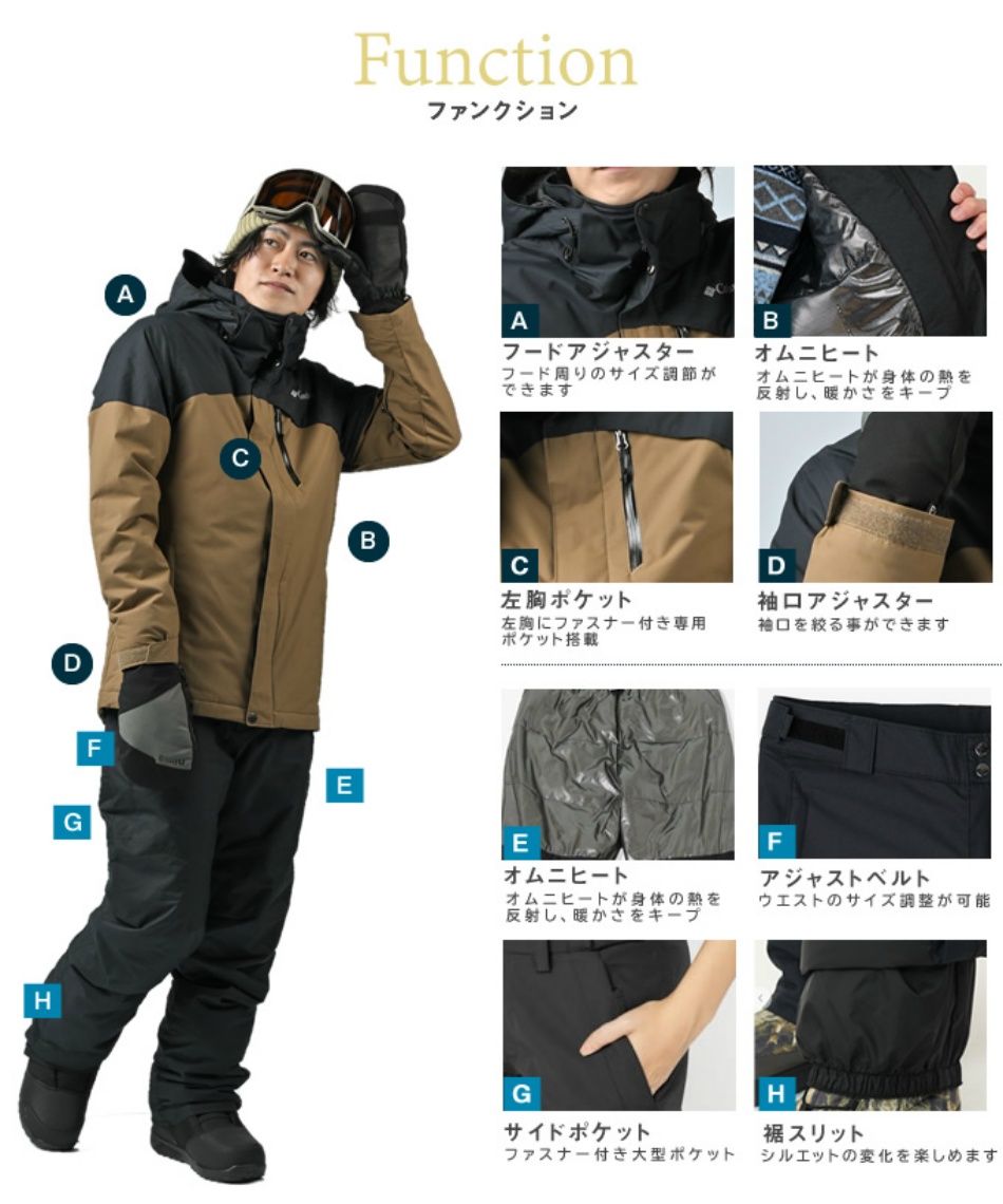 コロンビア(Columbia) スノーボードウェア 上下セット ラスト