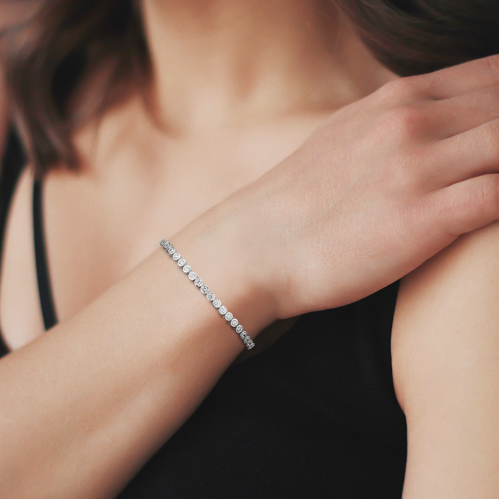 KRKC 3mm テニス ブレスレット メンズ シルバー925