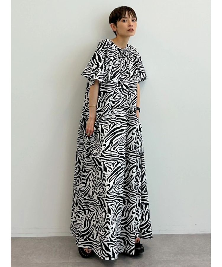 ゼブラ柄ハーフスリーブワンピース/GARAGE OF GOOD CLOTHING（ガレージ