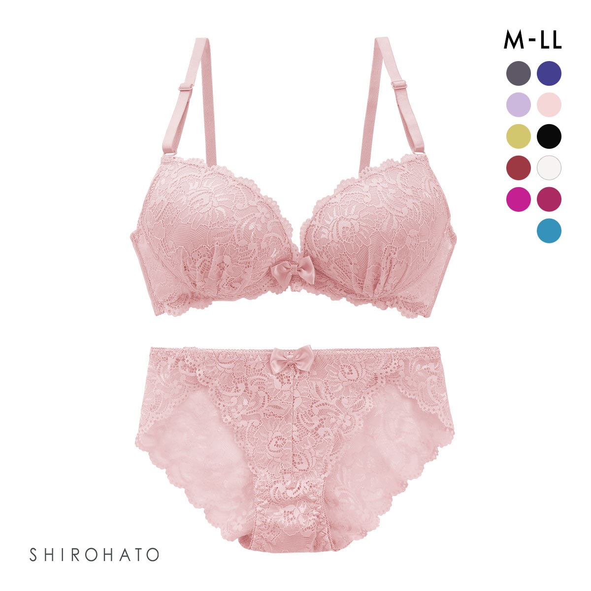 谷間 × ノンワイヤー シンプルレース ブラジャー ショーツ セット