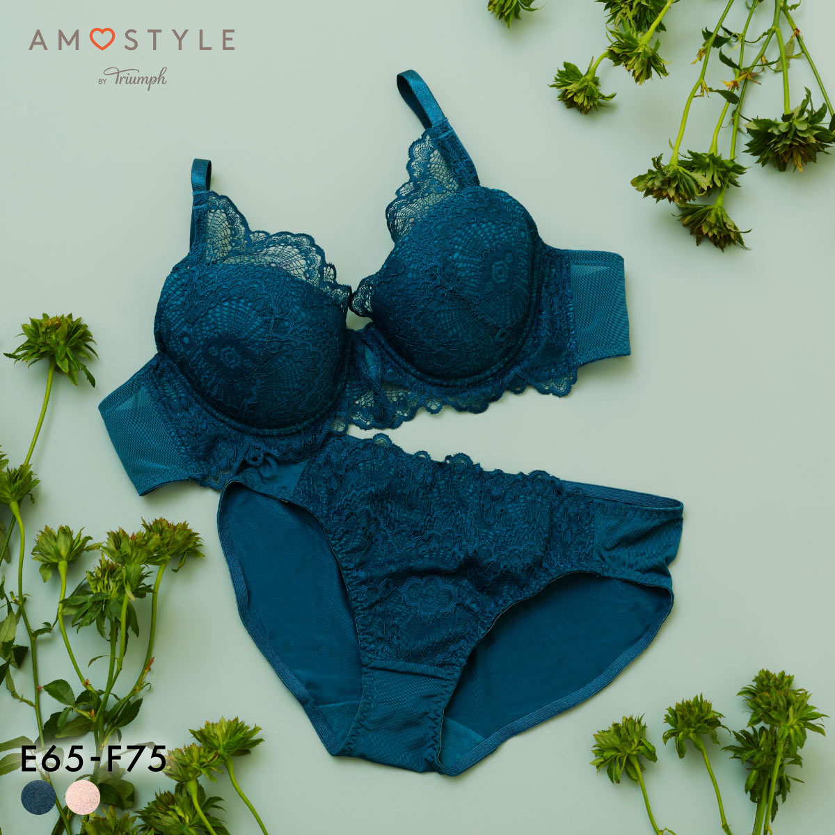 アモスタイル AMST527 ウェーブラティス ブラジャー ショーツ セット