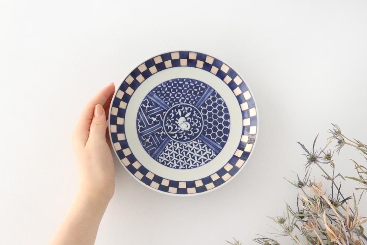 プレート｜18.5cm｜兎銀市松｜磁器｜林九郎窯｜波佐見焼｜和食器通販