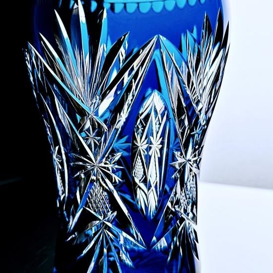 蒼いオールドサンルイ 被せブルーのフラワーベース【20世紀初頭】花瓶