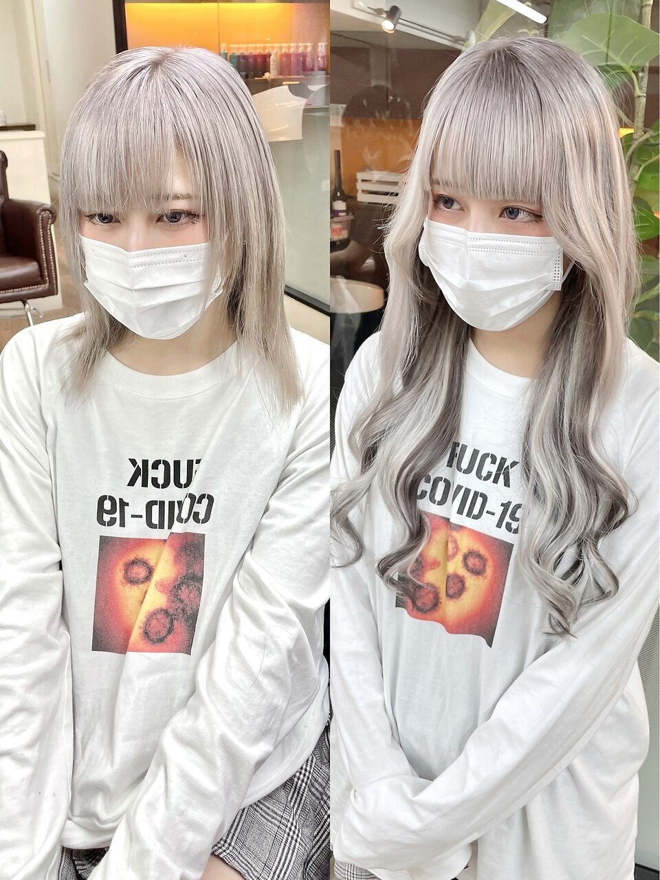 シールエクステ×ホワイトアッシュ☆ハイライト&ローライトMix