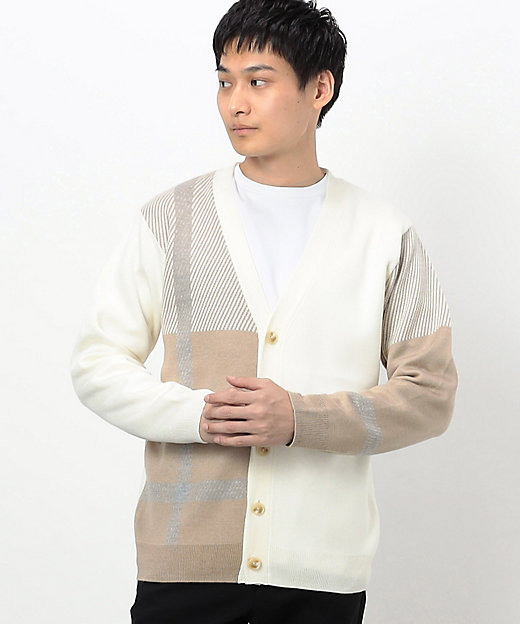 カラーブロック チェック柄 カーディガン（4772KI12） | COMME