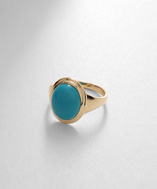K10トルコ石（ターコイズ）オーバルカボション リング大