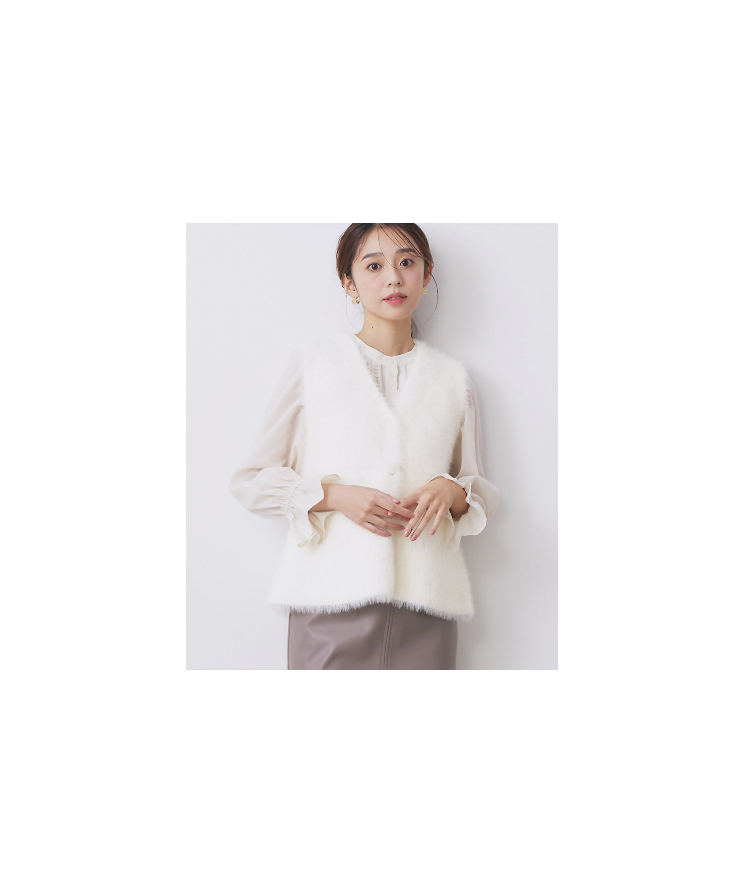 フェザーペプラムジレ【洗濯機OK／抗ピル】（2002531019