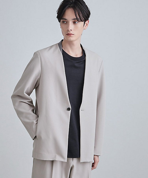 セットアップ対応】360度ストレッチノーカラージャケット