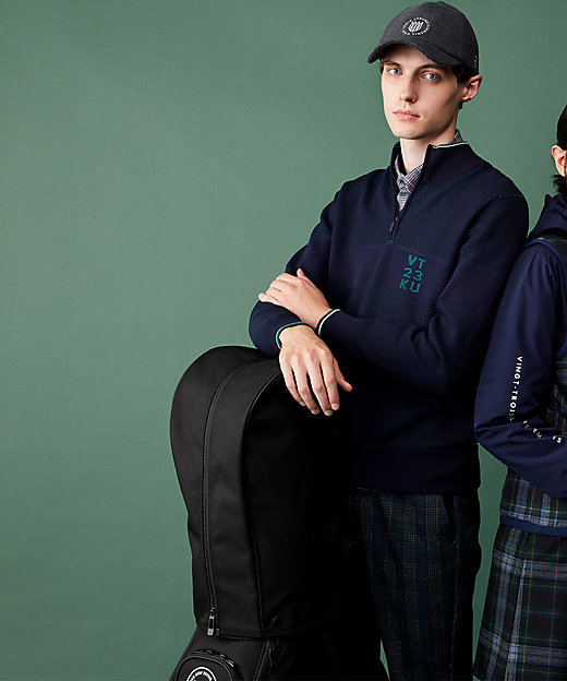 MEN】【ウォッシャブル】ハーフジップニットプルオーバー