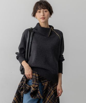 ボイルドウールコンビ ジップ タートルニット（KRWSGW0562