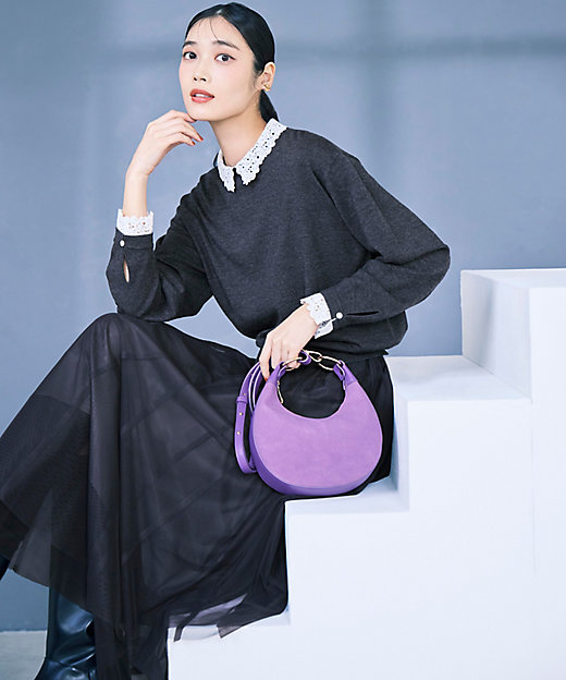 洗える】エンブロイダリー フラワーレースコンビ ニット