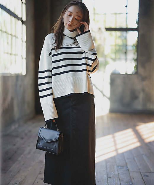 洗える】ウールミドルゲージ ボーダー ニット（KRWWSW0555