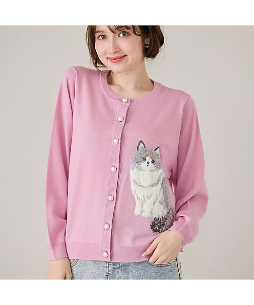 ねこ刺繍ニットカーディガン（82136501） | Rose Tiara (Women