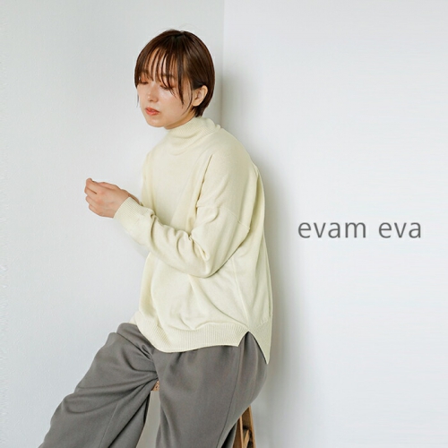 evam eva エヴァムエヴァ ウール タートルネック ニット プルオーバー