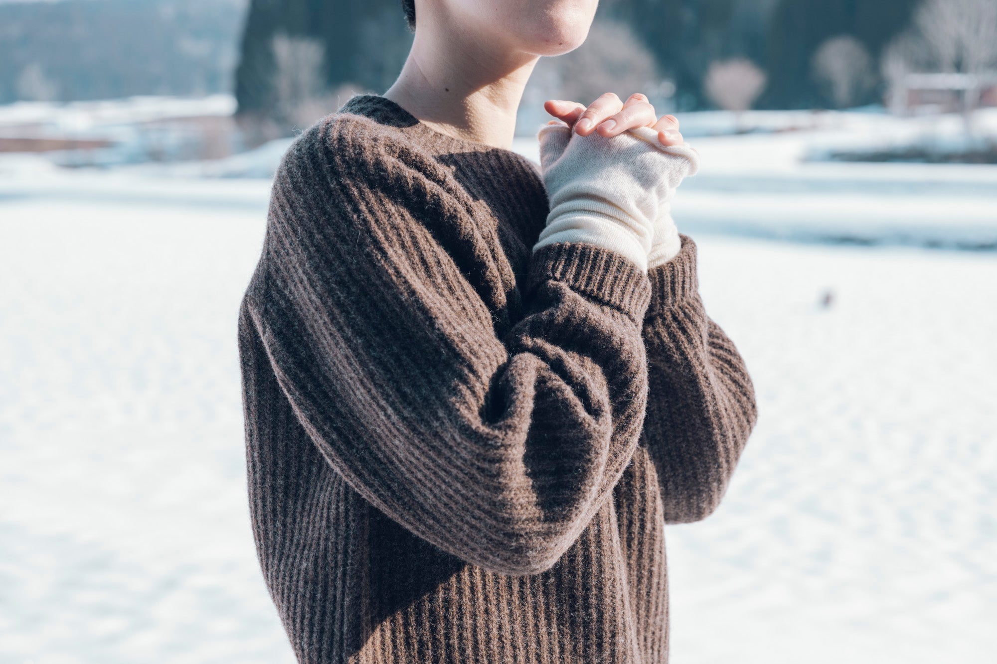 セーターsize2］ブラックメリノ（タスマニアウール）/ ダークブラウン