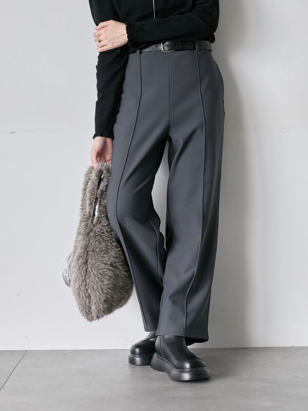 セール】 カットジョーゼット裏ボンディングパンツ（チャコールグレー