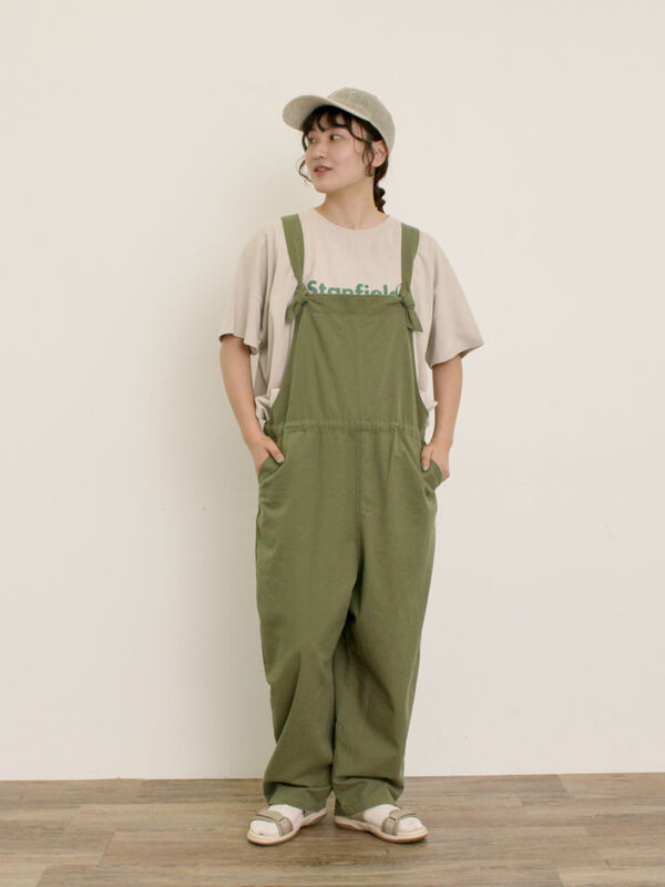 セール】 綿麻サロペット（ベージュ/カーキ/ネイビー/キナリ