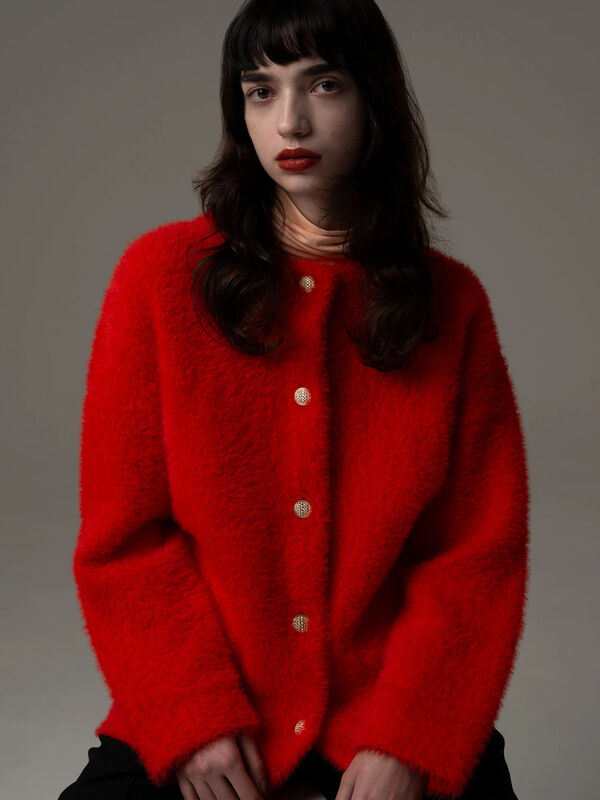 セール】 【R by Te chichi】ダブルフェイスフェザーカーディガン