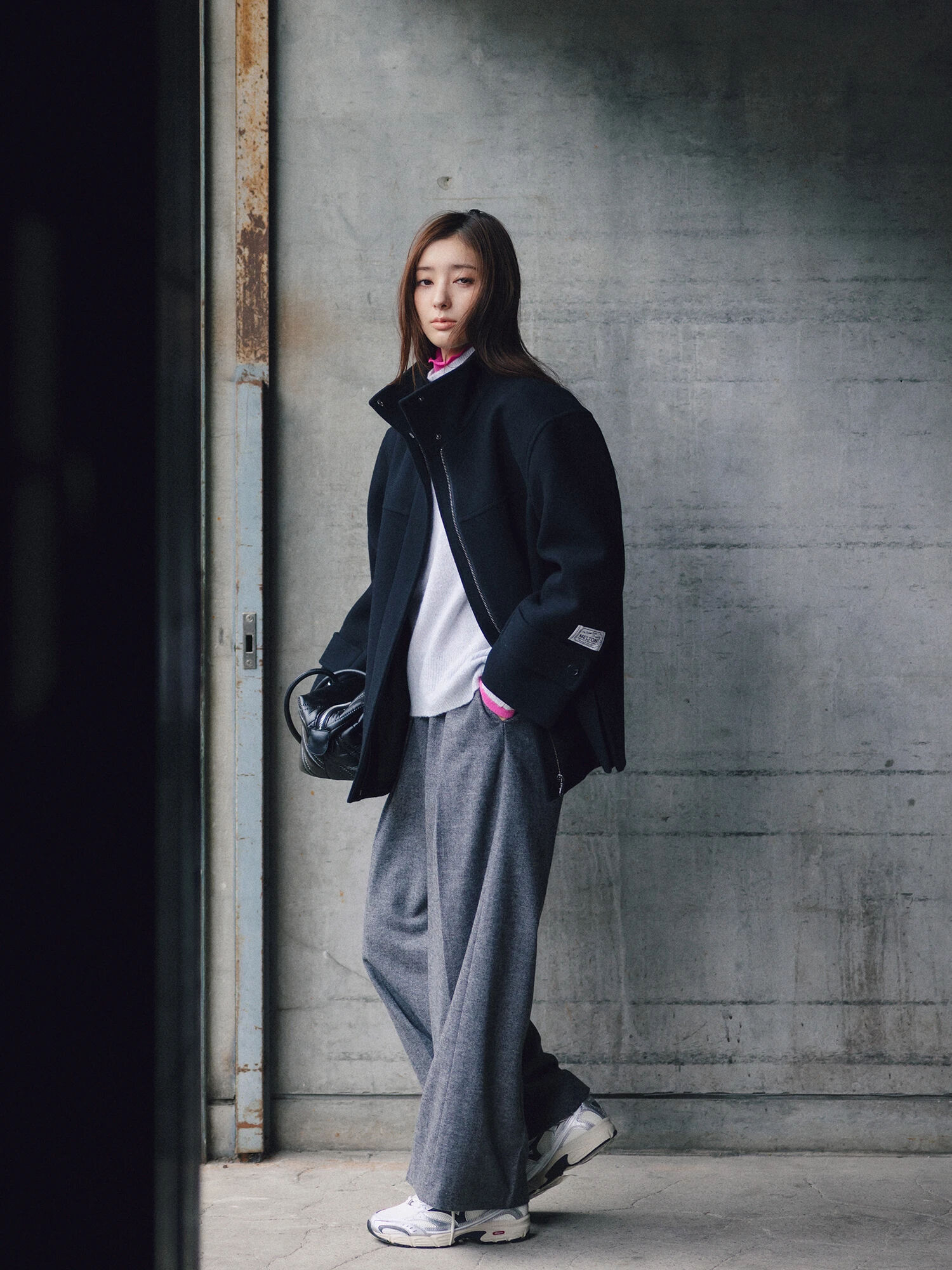 セール】 【宮本茉由着用】ツイードワイドパンツ（ブラック/ブラウン