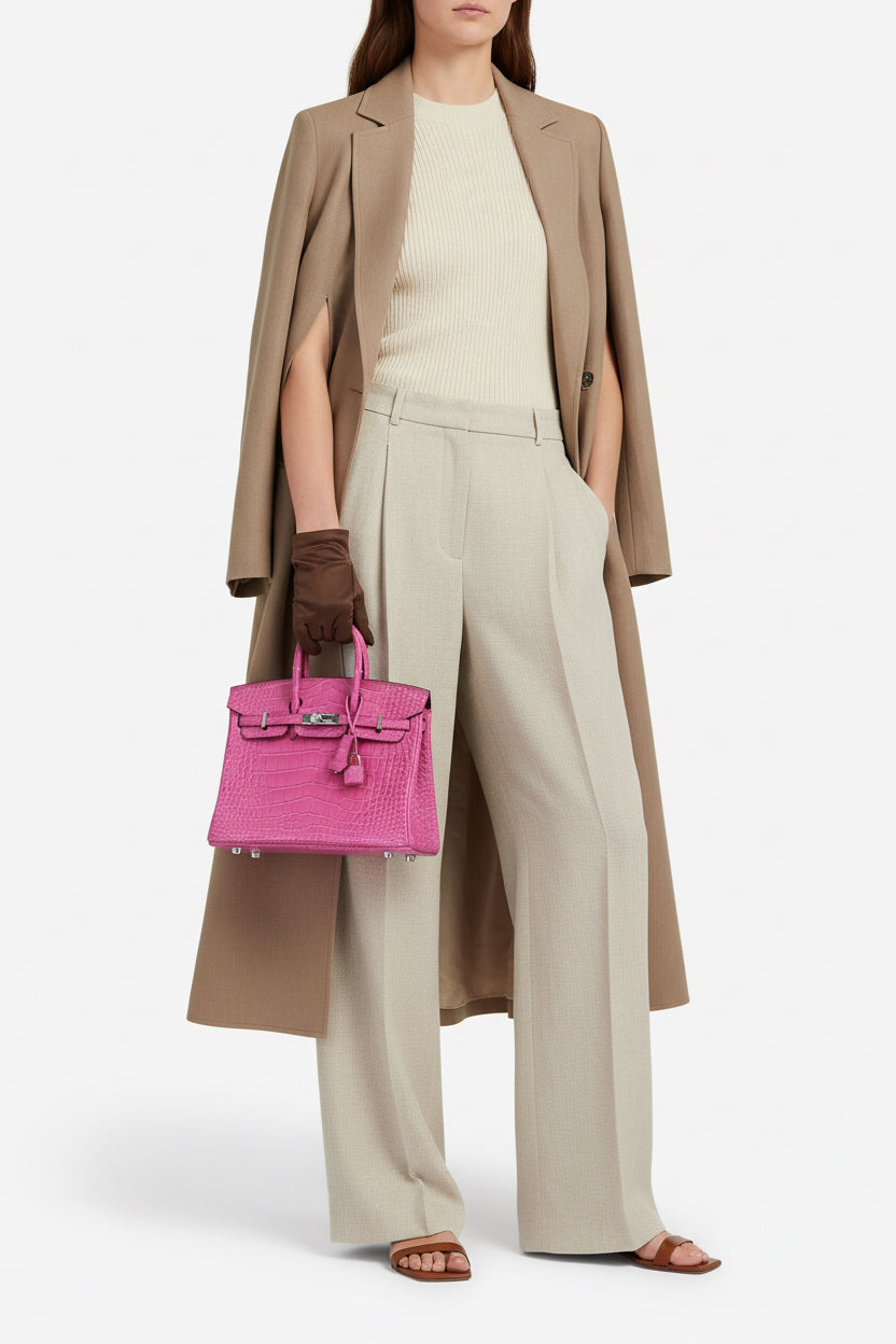 Hermès Birkin 25 Rose Sheherazade Matte Alligator Palladium