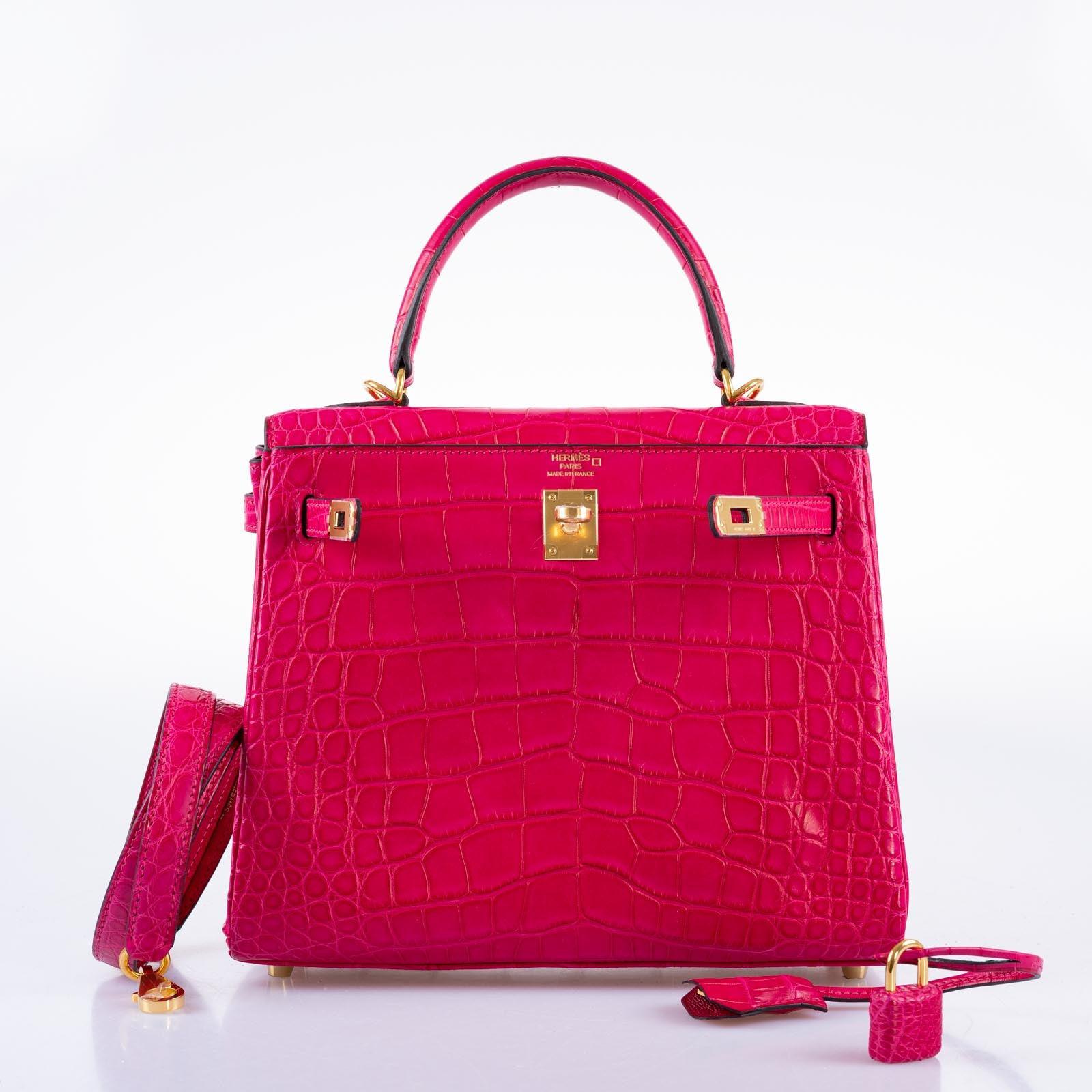 Hermes Kelly 25 Retourne 5P Bubblegum Pink Matte Alligator