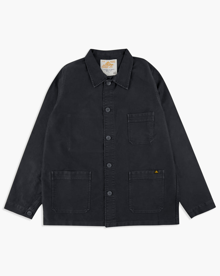 Le Mont St Michel Moleskin Vintage Washed Work Jacket - Black