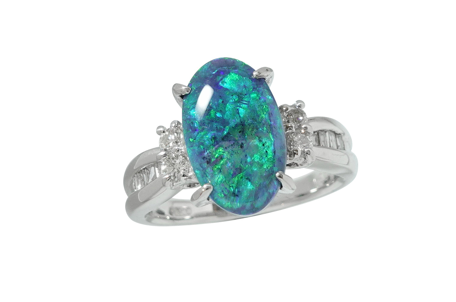 Black Opal Pt900ブラックオパール ダイヤモンドリング (NO.305353