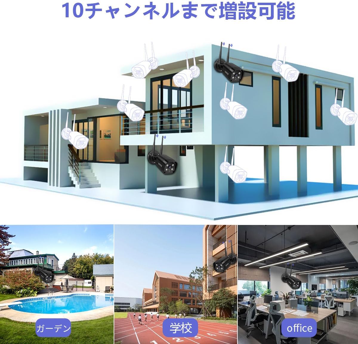 ダブルアンテナ・双方向通話・𝟏𝟑𝟎°広角】防犯カメラ ワイヤレス