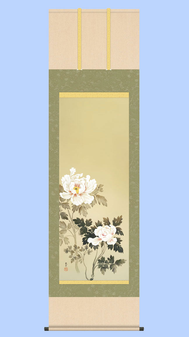 朝之牡丹 掛け軸｜菱田春草 花鳥画 名作複製 – 寿鳳人形の東芸