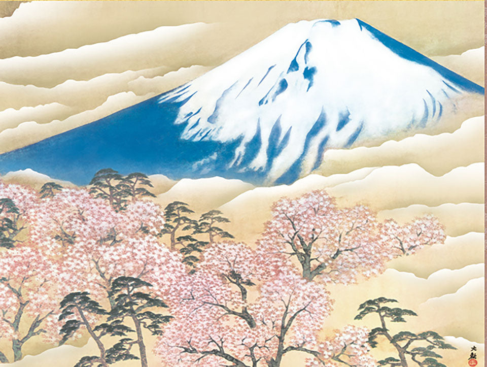 横山大観 霊峰飛鶴 （額・掛軸） 巧藝画 大塚巧藝社 富士 1337d 【