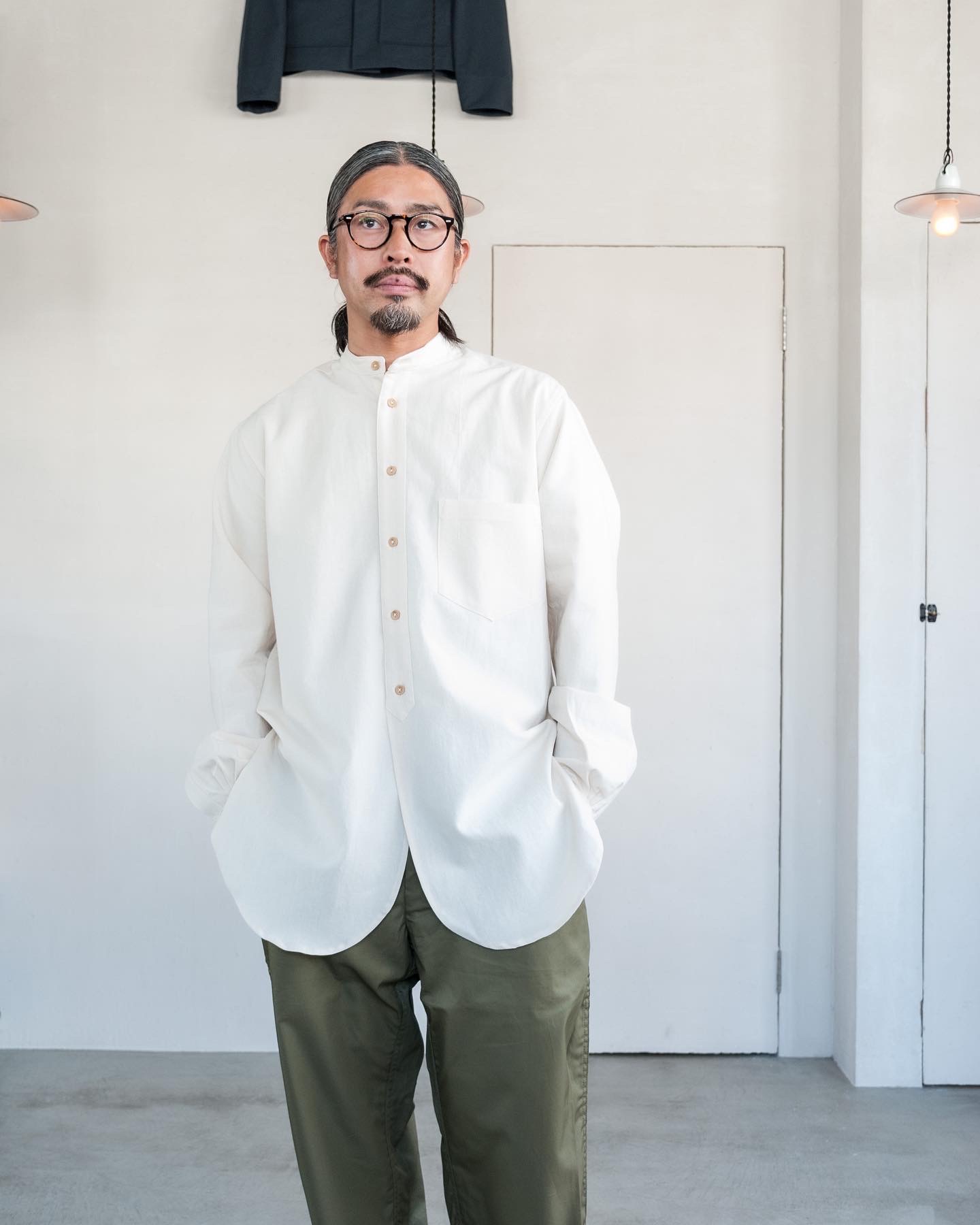 Frank Leder 60's Vintage Bedsheet Old Style Stand Collar Shirt