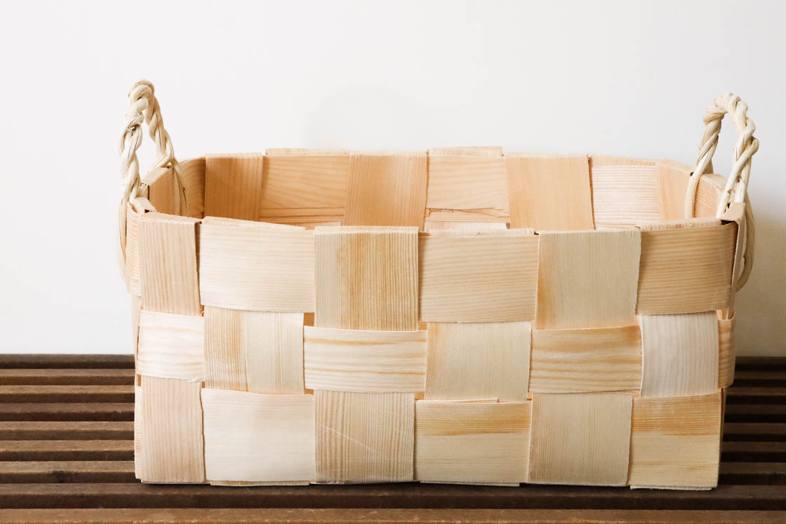 エストニア パイン 収納かご (深)