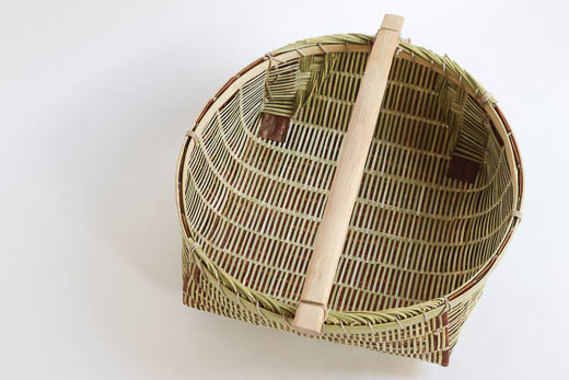 宮城 篠竹と桜のかご (丸-浅-特大)