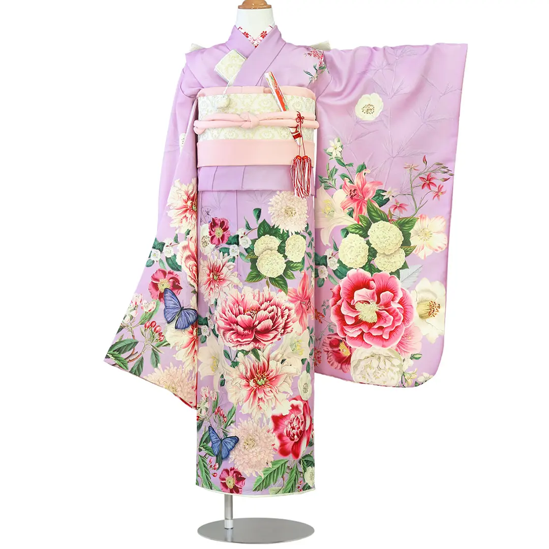 ICHIHA》アンティークローズ・ブルーの着物／七五三・七歳女の子