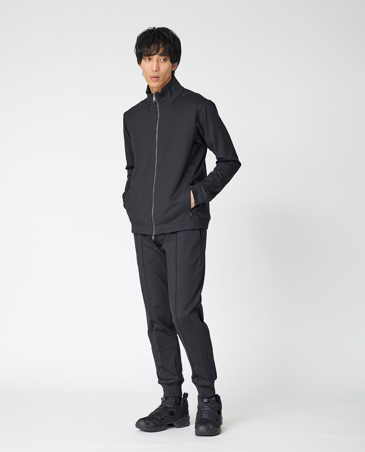 668_QX ウールダブルフェイス フルZIPトラックジャケット (ブラック