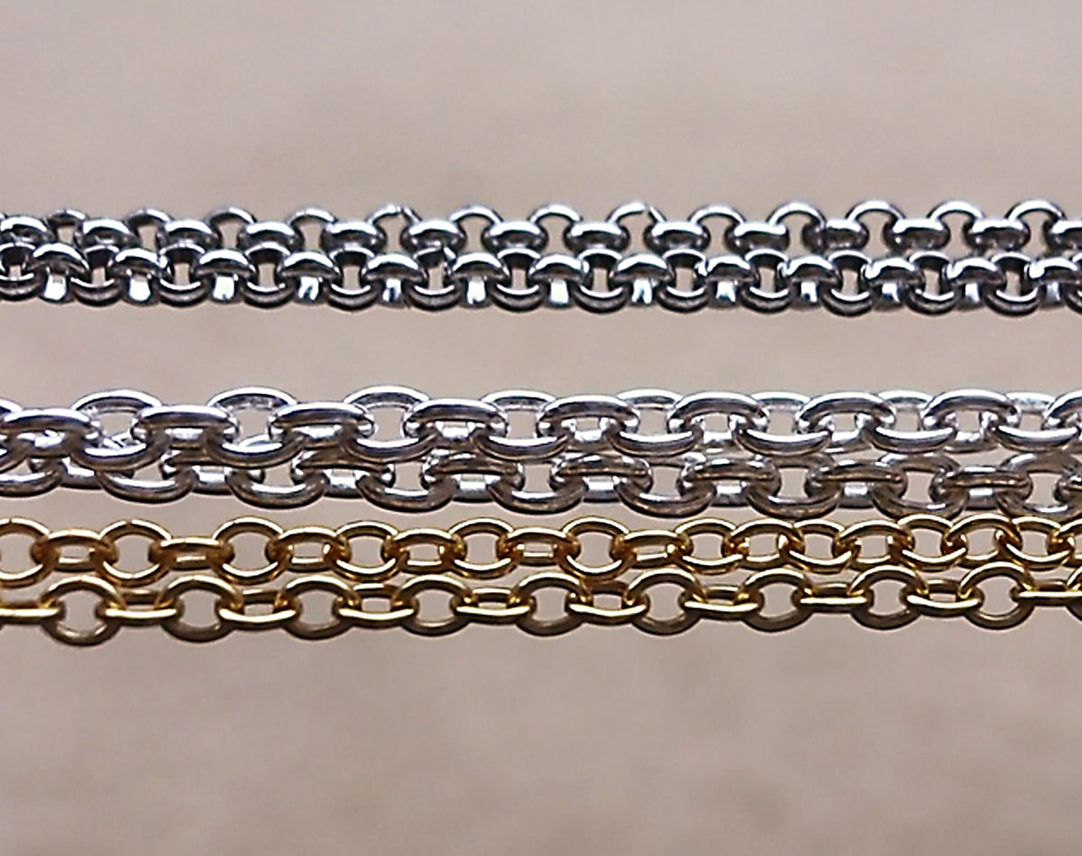 14KGF、シルバー925、ステンレスのチェーン ｜ 見比べて比較してみよう