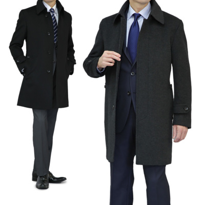 ステンカラーコート メンズ ハーフコート ビジネス カシミヤ混ウール