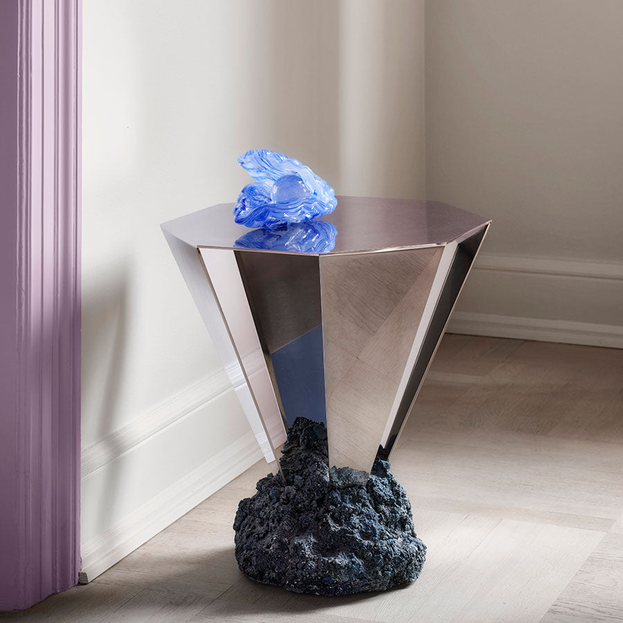 Kosta Boda Mother Of Pearl Blue Clear Crystal Glass Decor